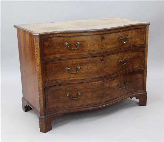A George III mahogany serpentine chest, W.3ft 6in. D.2ft H.2ft 6in.